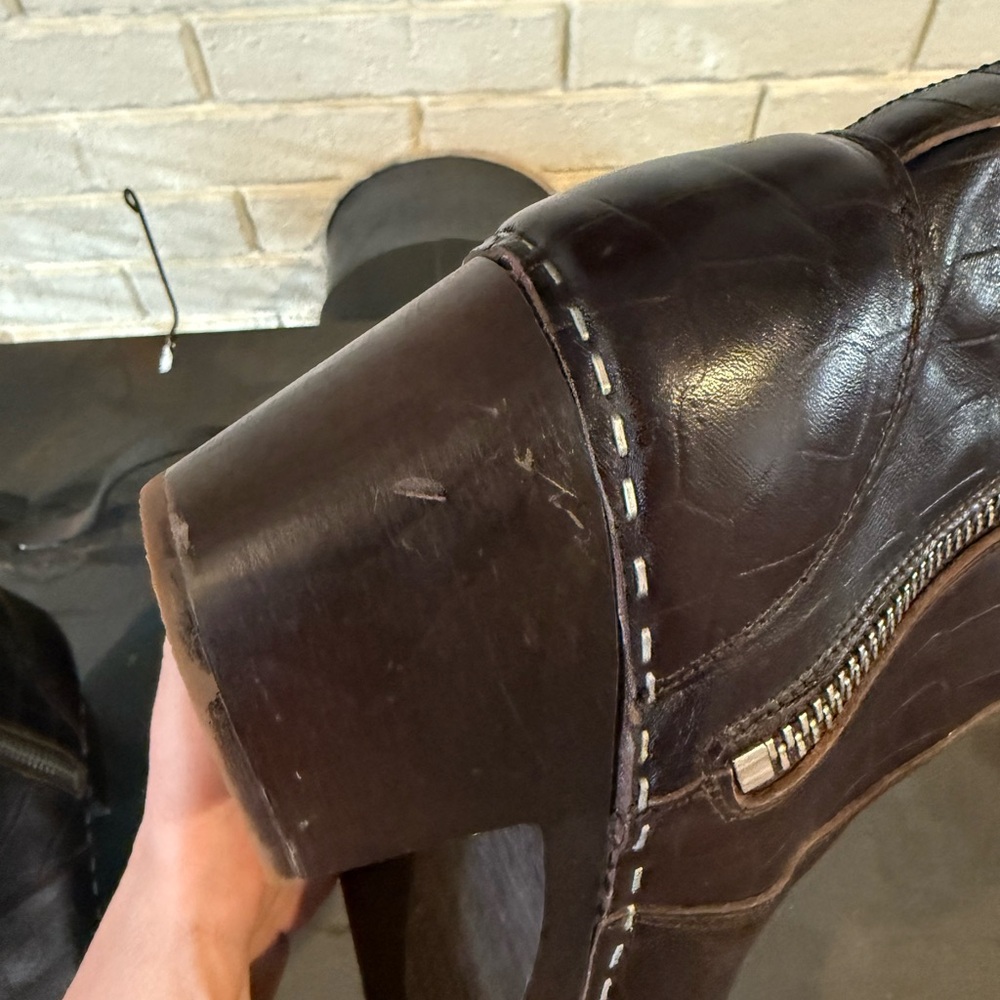 Swedish Hasbeens Dark Brown Ankle Boots - Picture 6 of 8